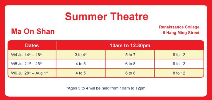 Faust’s Summer Programme schedule at the Faust Studios, Ma On Shan