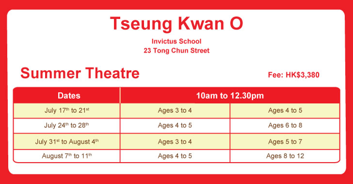 Faust’s Summer Programme schedule at the Faust Studios, Tseung Kwan O