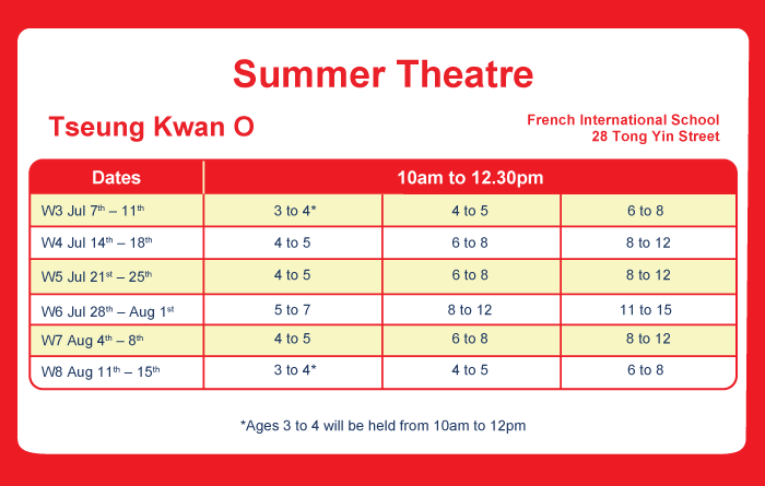 Faust’s Summer Programme schedule at the Faust Studios, Tseung Kwan O